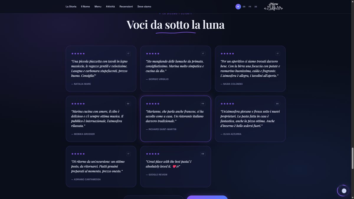 Sezione recensioni «Voci da sotto la luna» del sito New Moon
