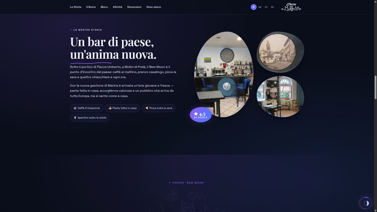 Sezione «La nostra storia» del sito New Moon